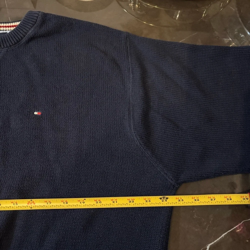 90’s Tommy Hilfiger Men's Navy Blue Crewneck Sweater Vintage Size XL Academia